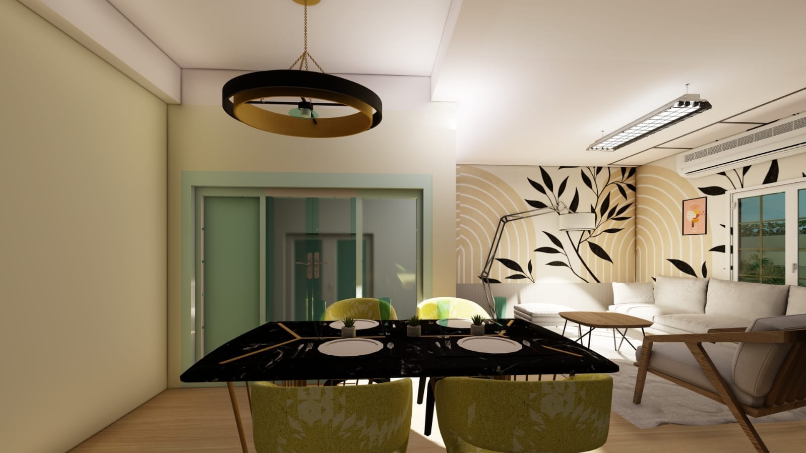 Sanjay Residence &mdash; dining area with pendant light